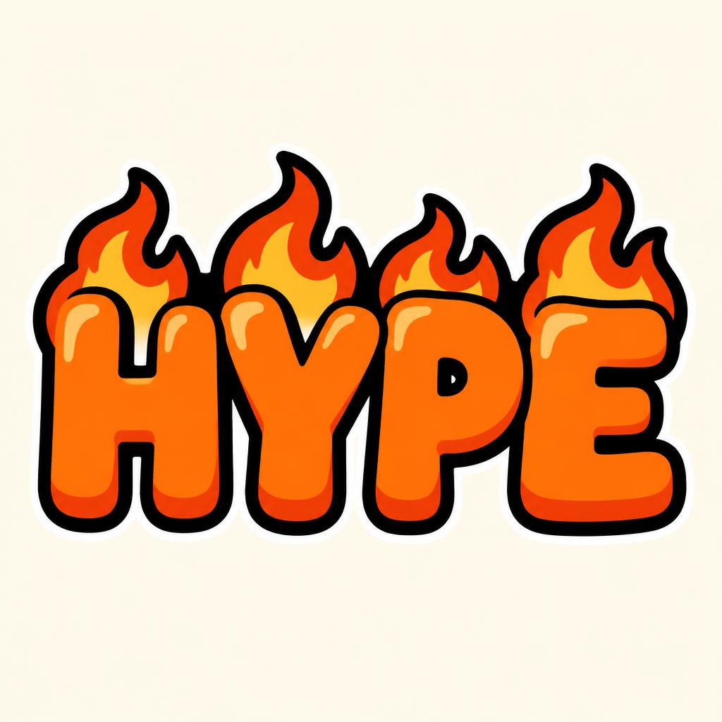 "HYPE" — Flat Flame Sticker | AI Text Effect Generator