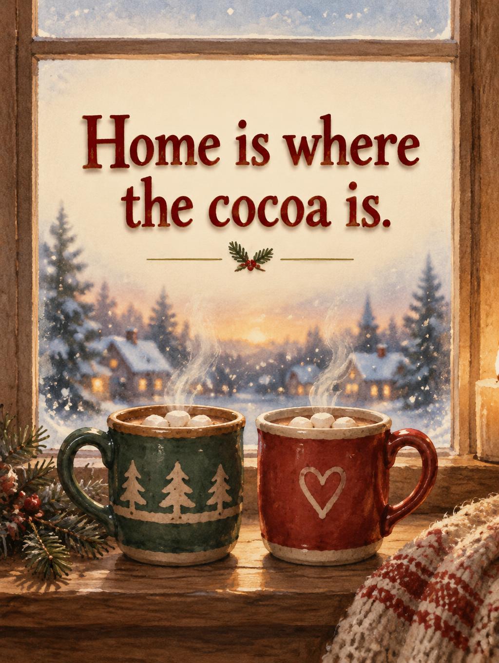 "Home is where the cocoa is." — Winter Hearth | AI Text Effect Generator