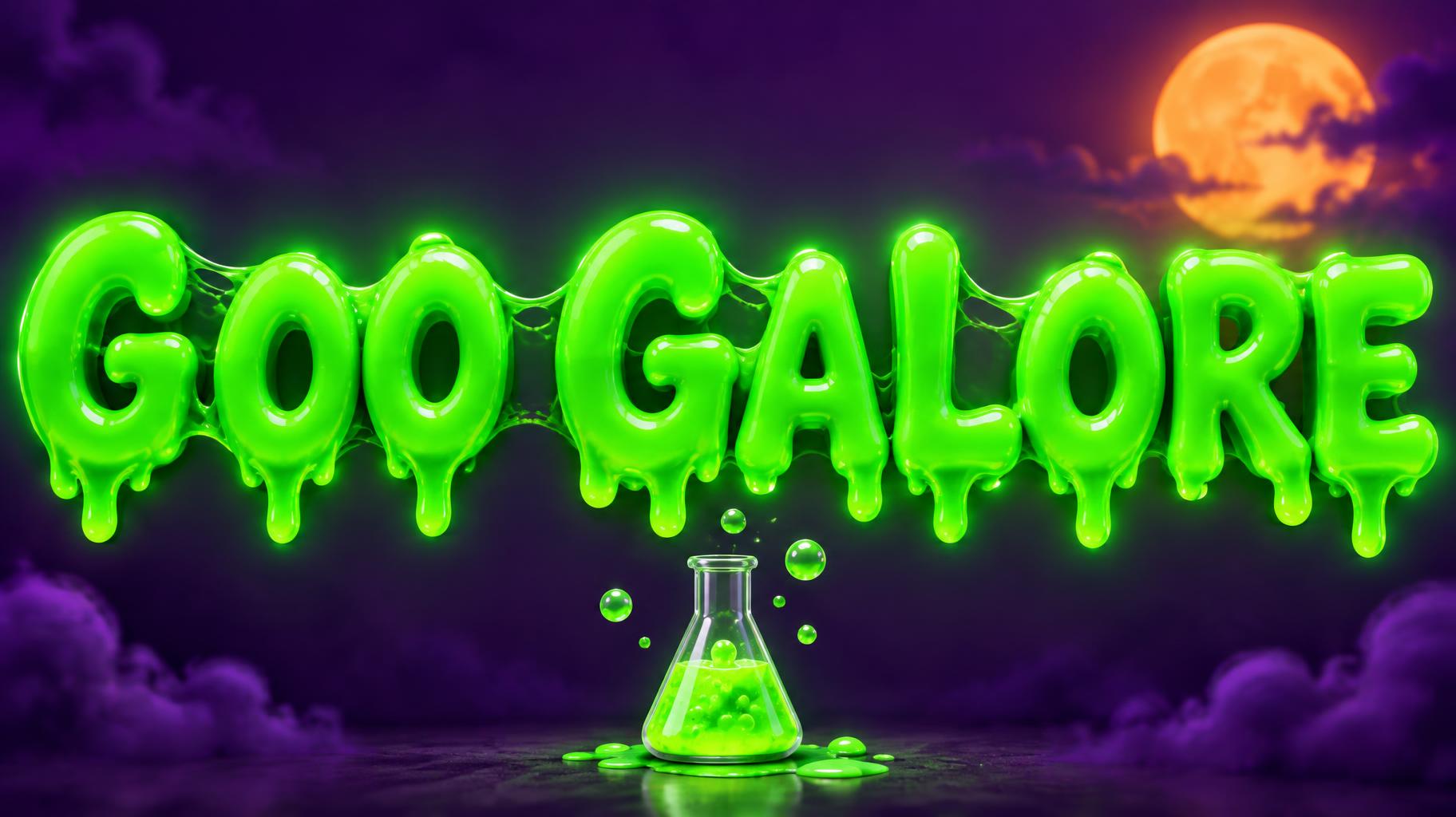 "GOO GALORE" — Playful Slime Lab | AI Text Effect Generator