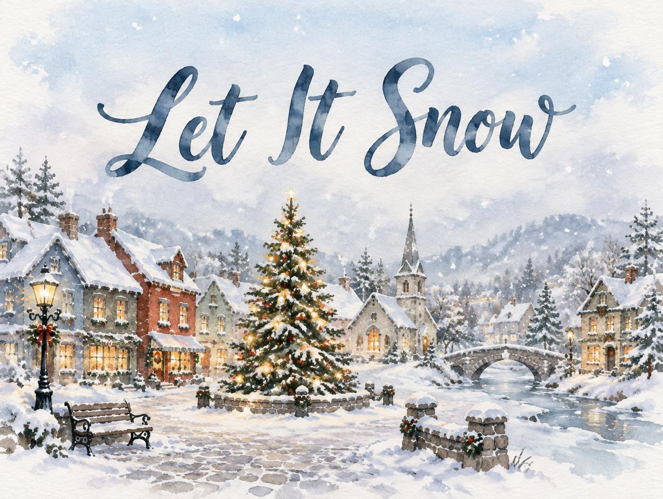 "Let It Snow" — Watercolor Christmas | AI Text Effect Generator