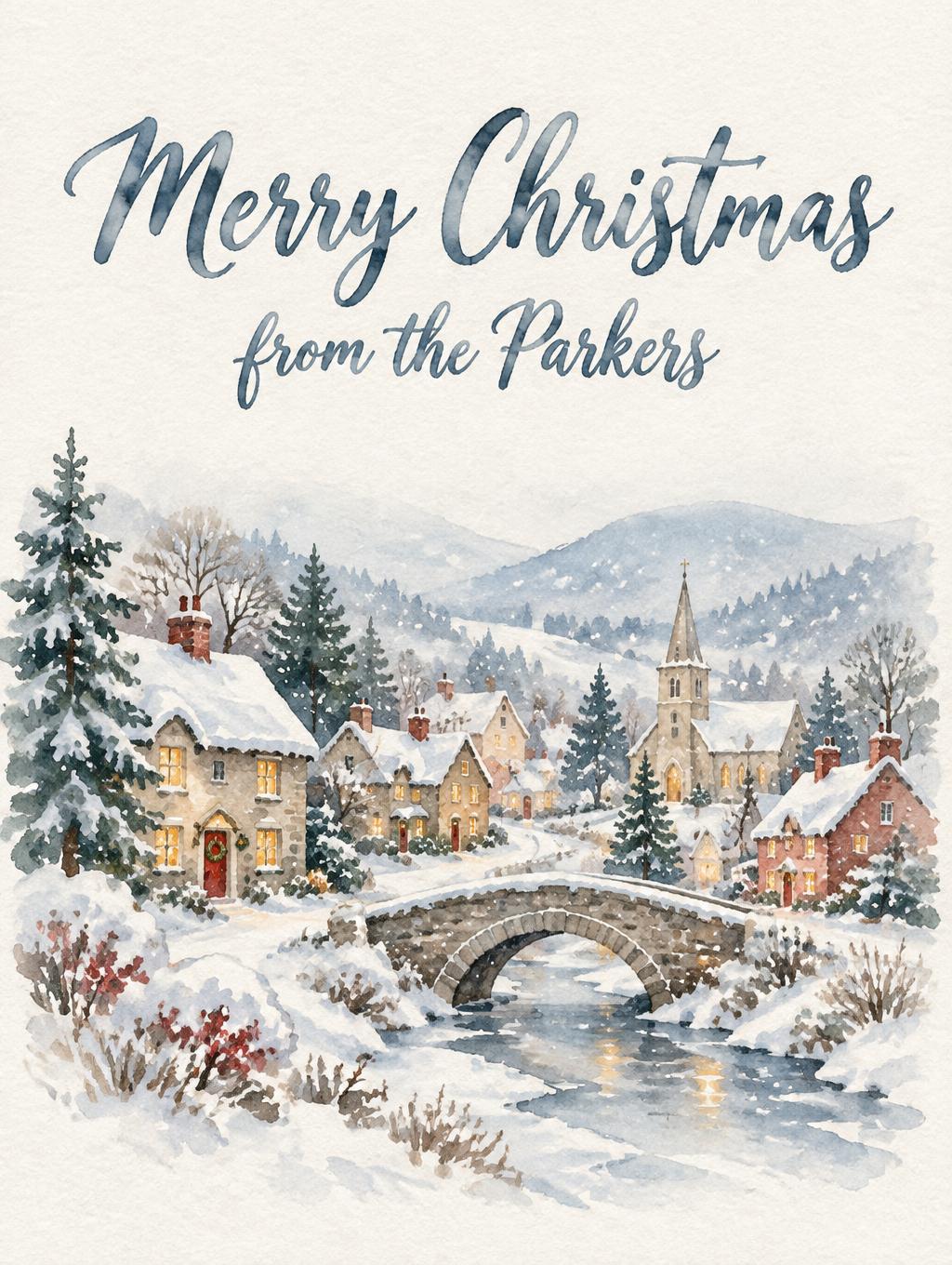 "Merry Christmas
from the Parkers" — Watercolor Christmas | AI Text Effect Generator