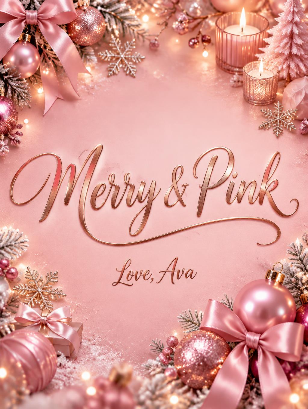 "Merry & Pink
Love, Ava" — Pink Christmas | AI Text Effect Generator
