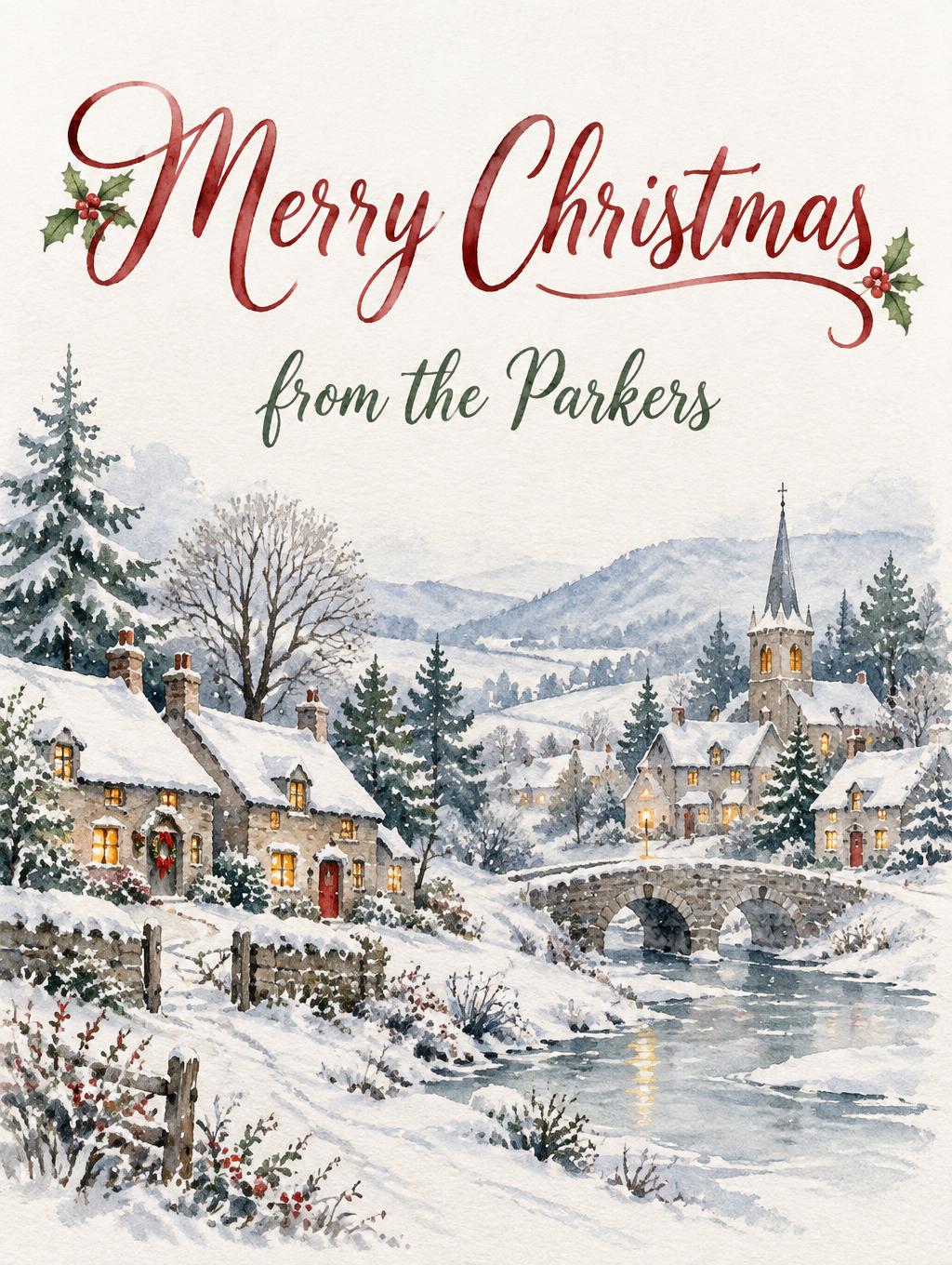 "Merry Christmas
from the Parkers" — Watercolor Christmas | AI Text Effect Generator