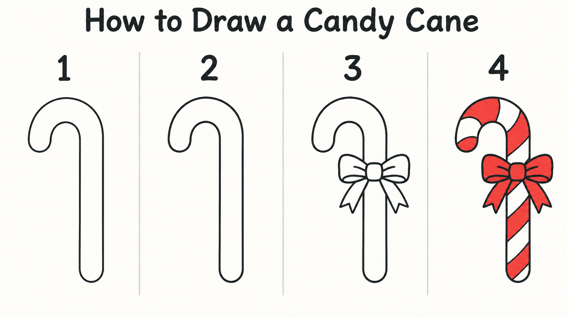 "How to Draw a Candy Cane
1
2
3
4" — Clean Paper Guide | AI Text Effect Generator