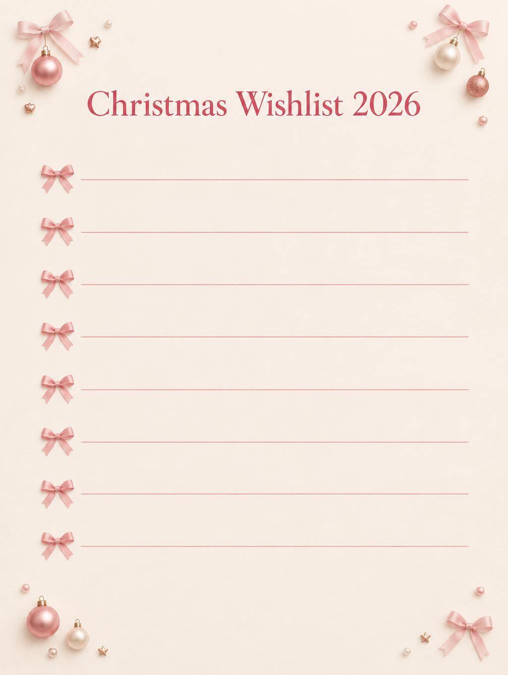 "Christmas Wishlist 2026" — Blush Paper Christmas | AI Text Effect Generator