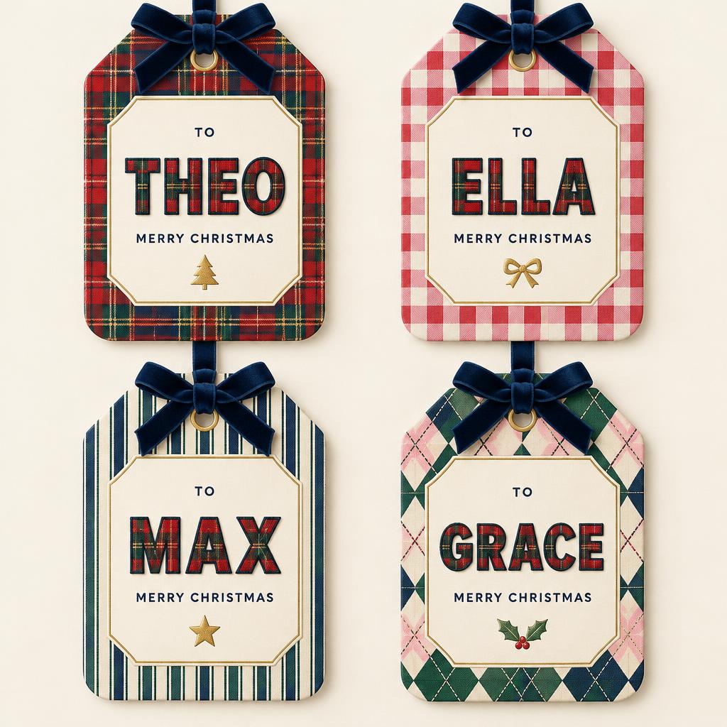 "THEO
ELLA
MAX
GRACE
TO
TO
TO
TO
MERRY CHRISTMAS
MERRY CHRISTMAS
MERRY CHRISTMAS
MERRY CHRISTMAS" — Preppy Christmas | AI Text Effect Generator