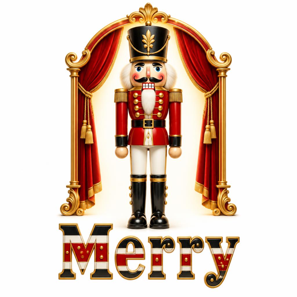 "Merry" — Nutcracker | AI Text Effect Generator