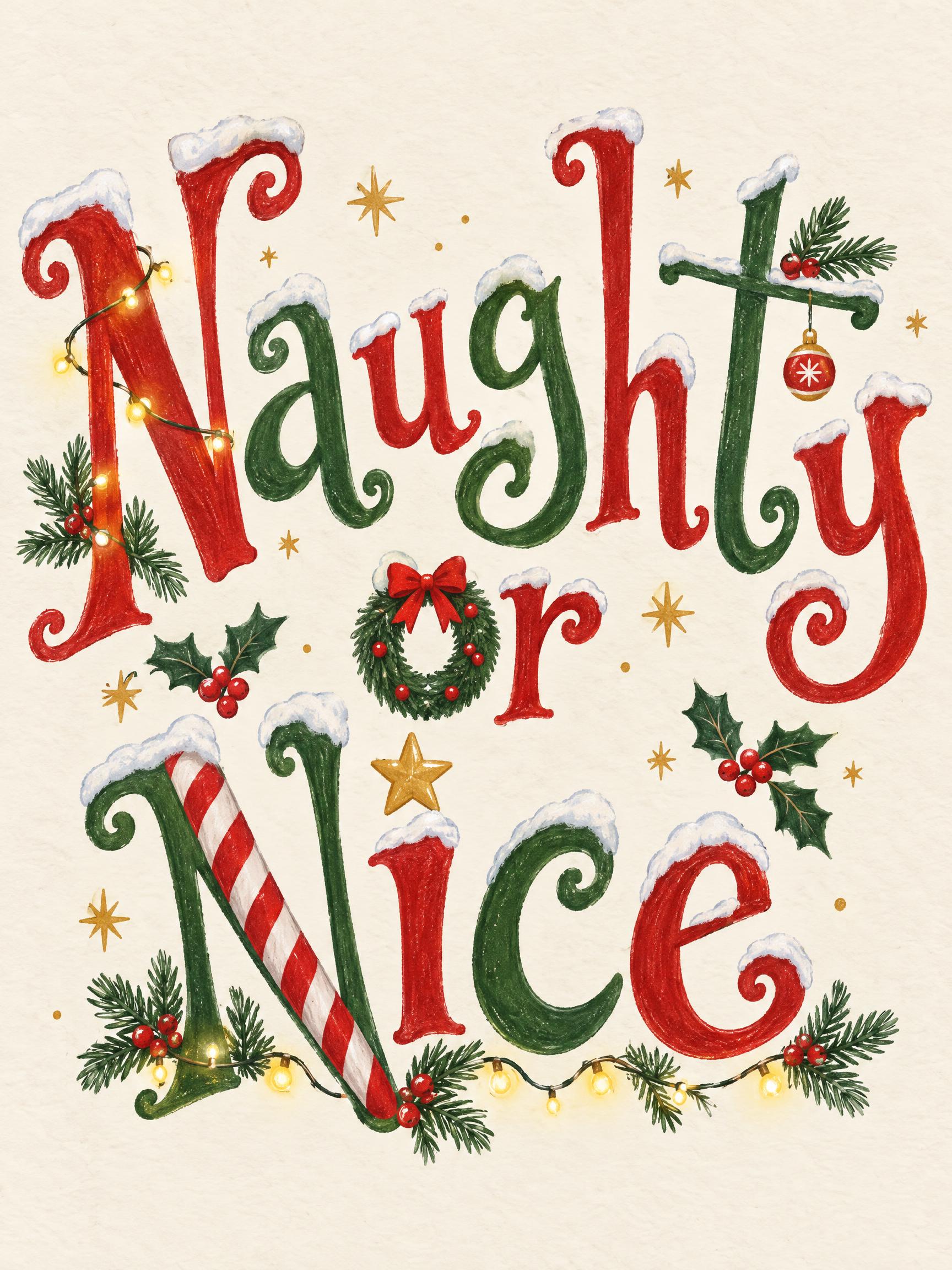 "Naughty or Nice" — Christmas | AI Text Effect Generator