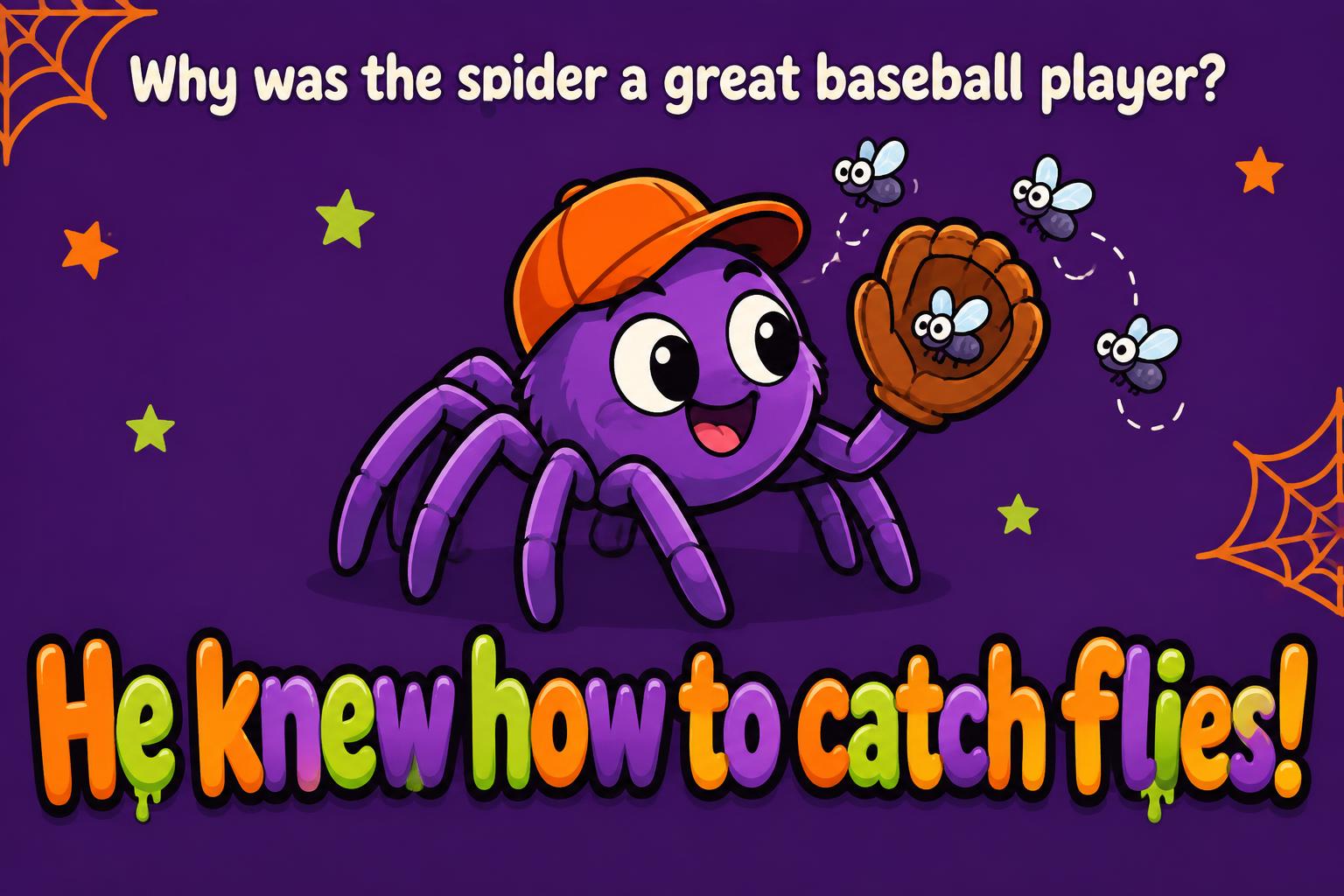 "Why was the spider a great baseball player?
He knew how to catch flies!" — Halloween | AI Text Effect Generator