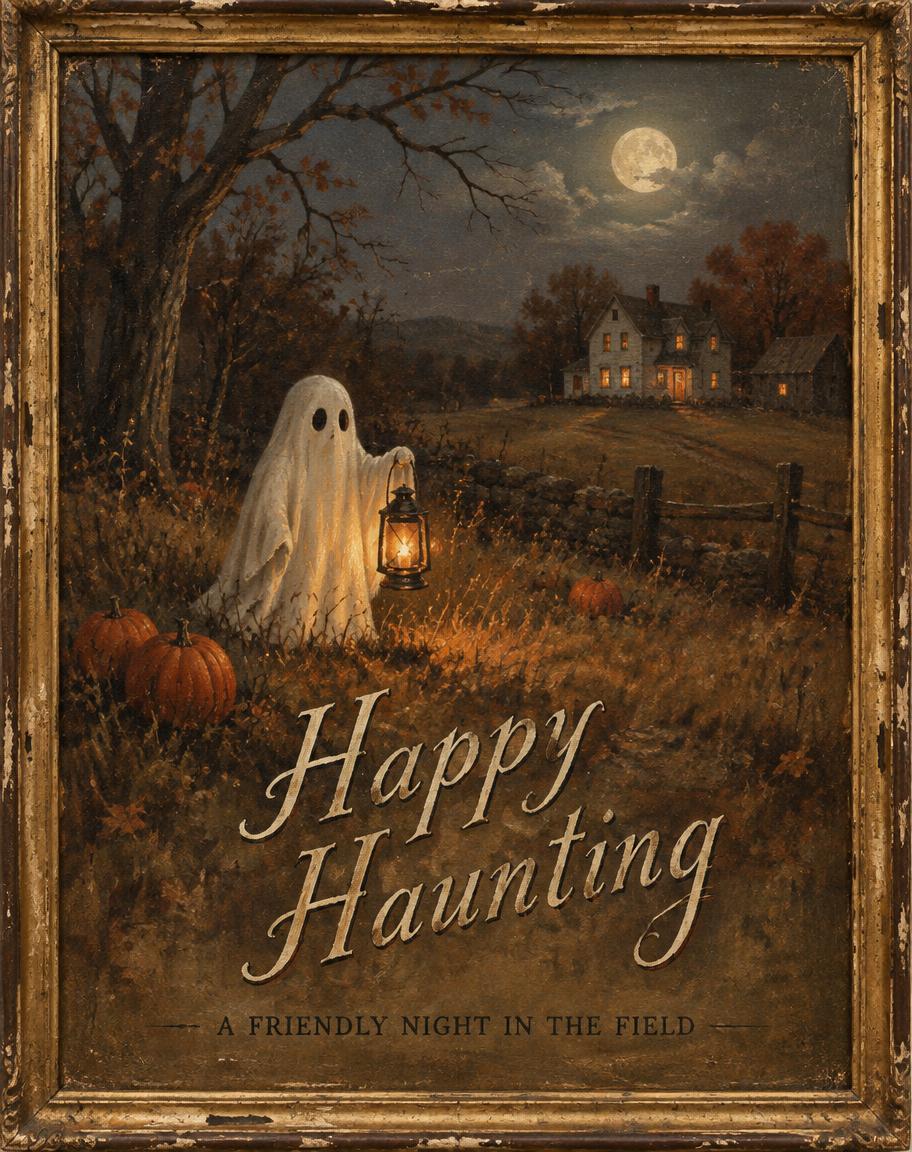 Happy Haunting
A FRIENDLY NIGHT IN THE FIELD — Halloween vintage