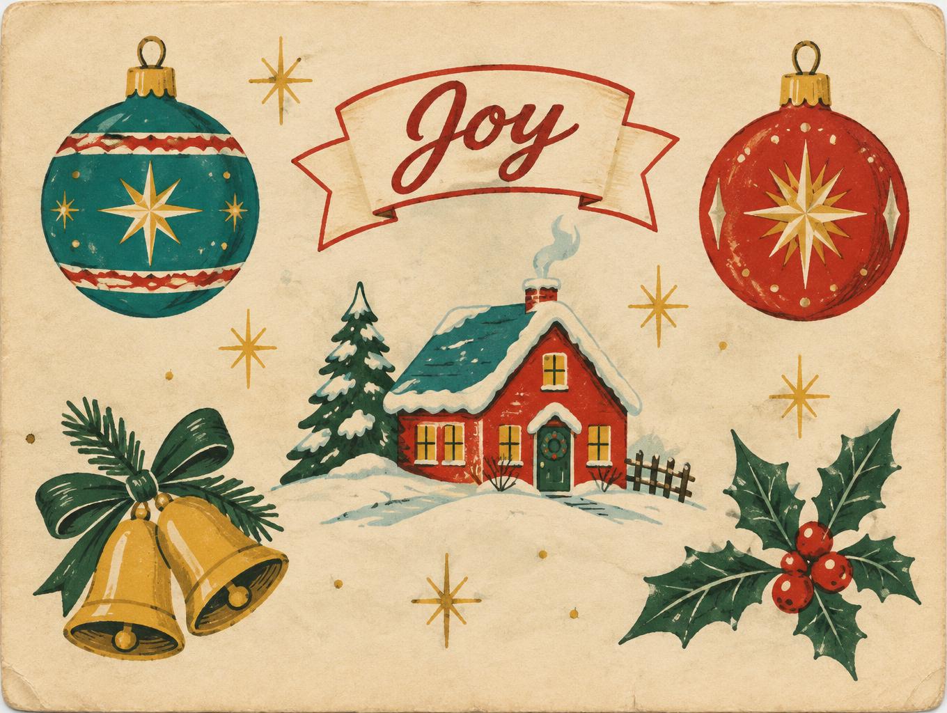 "Joy" — Vintage Christmas | AI Text Effect Generator
