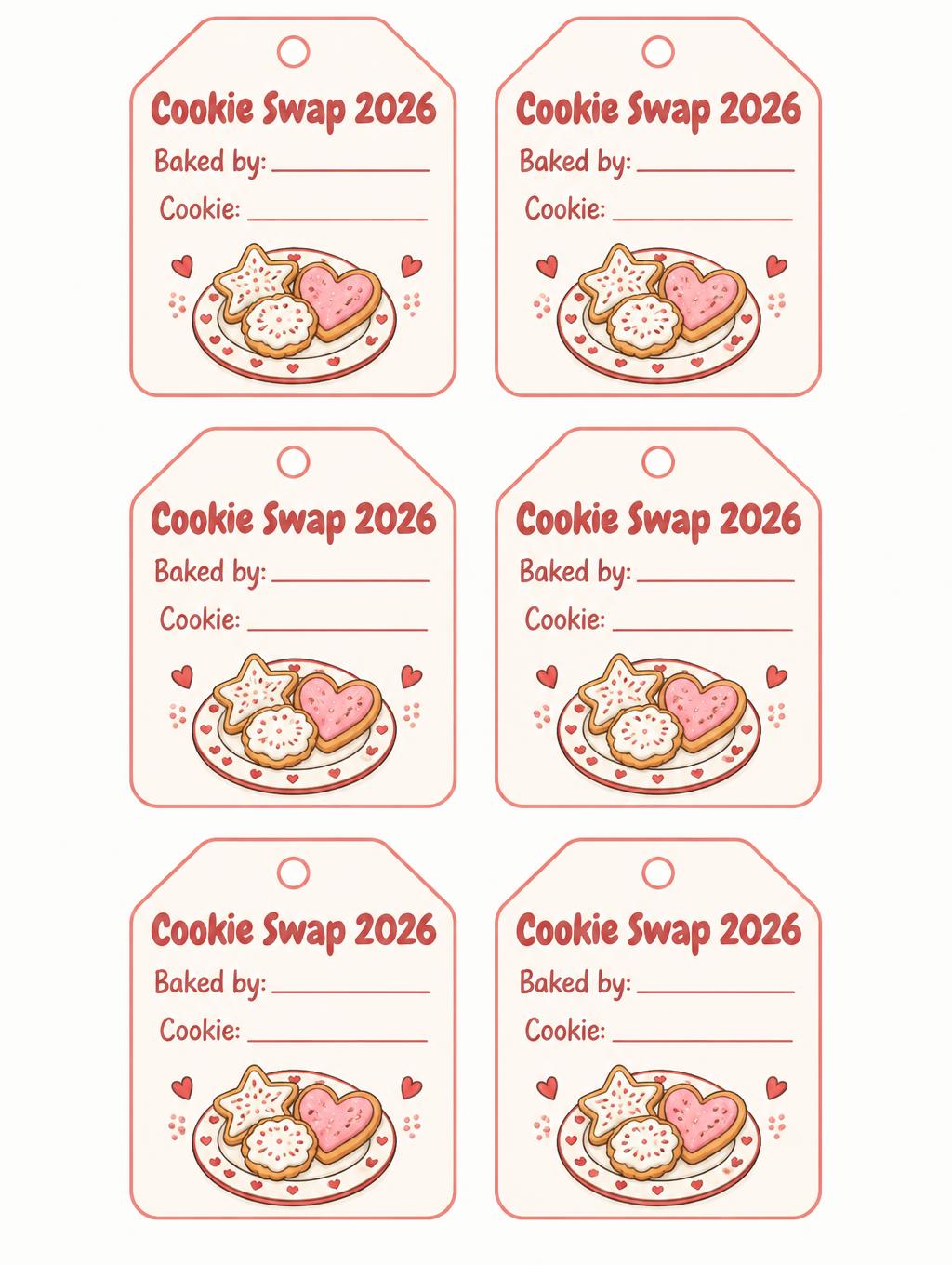 "Cookie Swap 2026
Baked by: ____
Cookie: ____" — Pastel Cookie Paper | AI Text Effect Generator