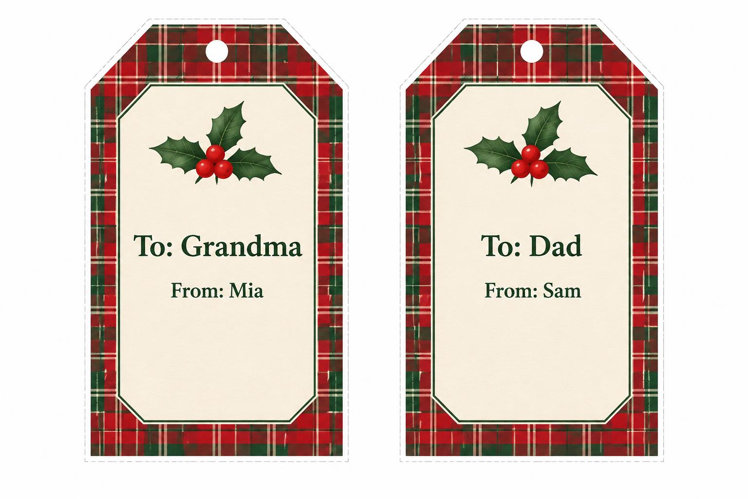 "To: Grandma
From: Mia
To: Dad
From: Sam" — Handcrafted Holiday Paper | AI Text Effect Generator