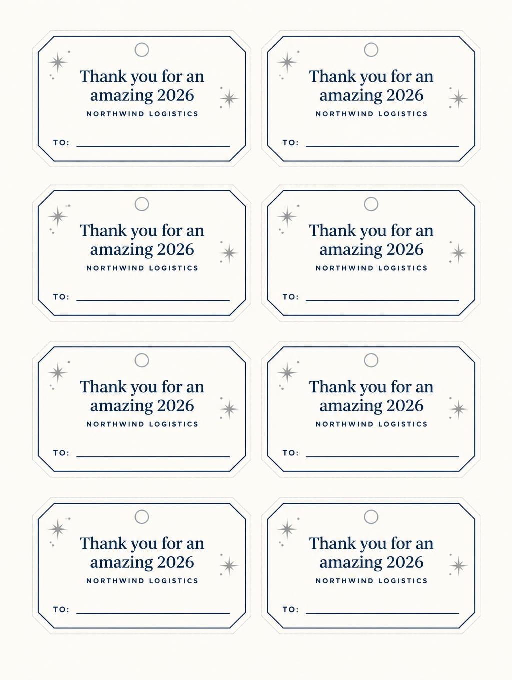 "Thank you for an amazing 2026
Northwind Logistics
TO:" — Quiet Star Holiday | AI Text Effect Generator