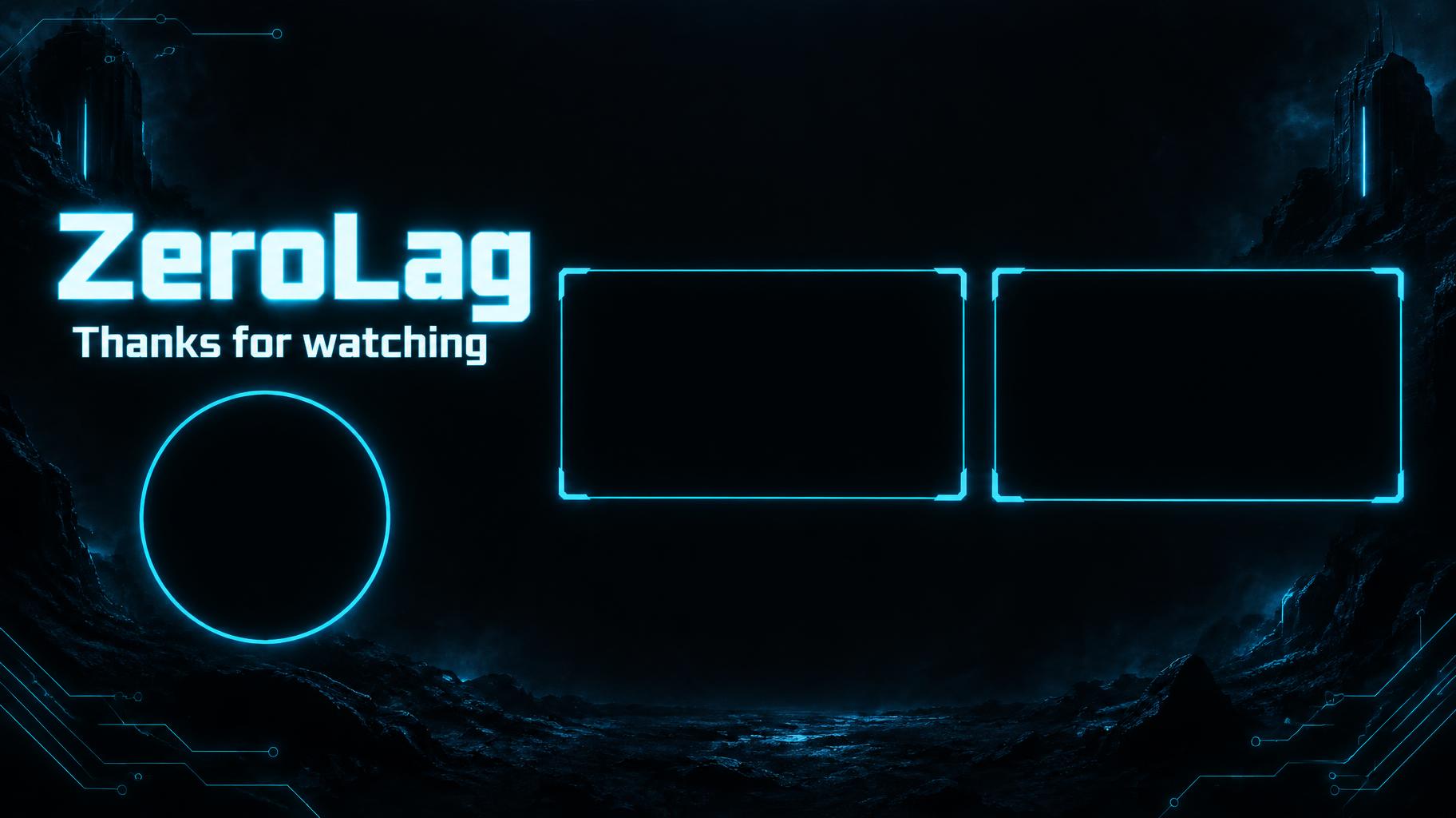 "ZeroLag
Thanks for watching" — Cyan Circuit Field | AI Text Effect Generator