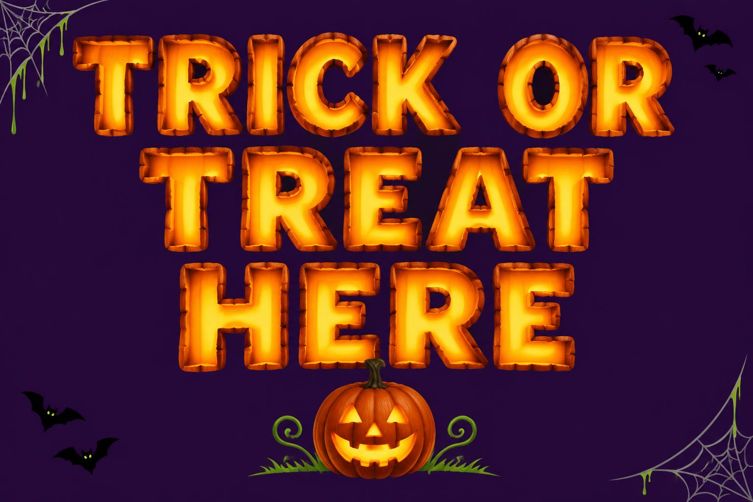 "TRICK OR TREAT HERE" — Halloween | AI Text Effect Generator