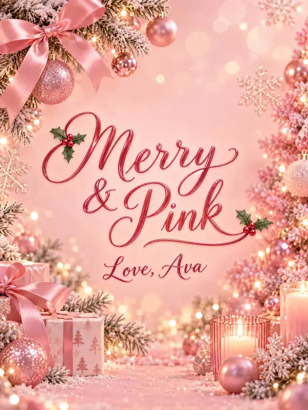 Vista previa del estilo de efecto de texto Navidad rosa