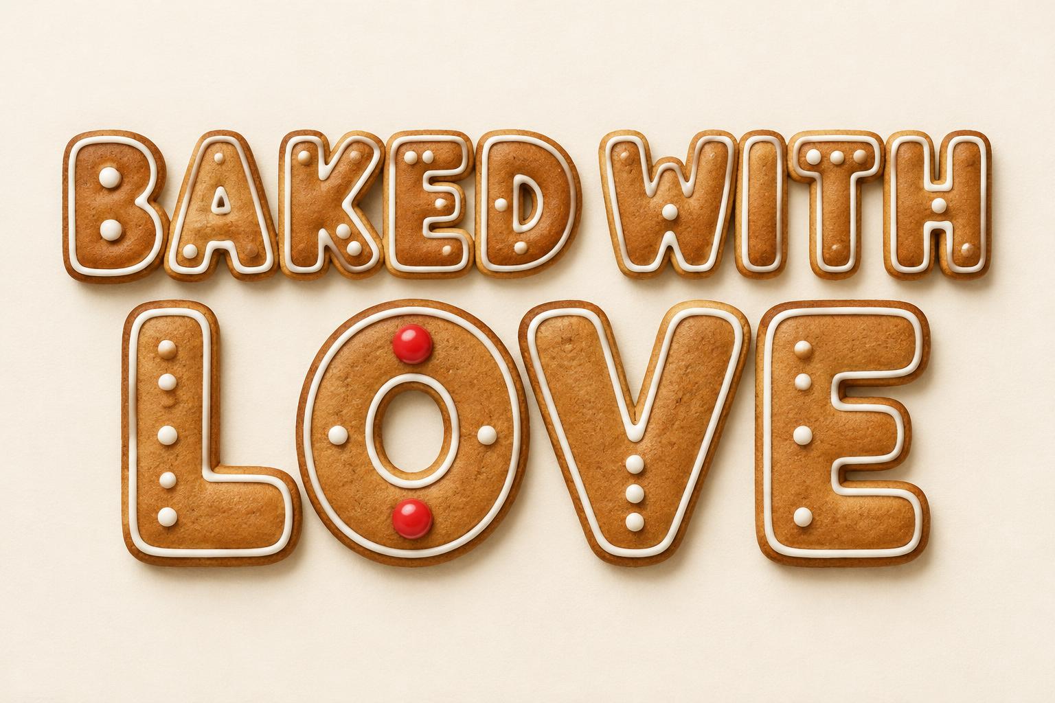 "BAKED WITH LOVE" — Warm Cookie Press | AI Text Effect Generator
