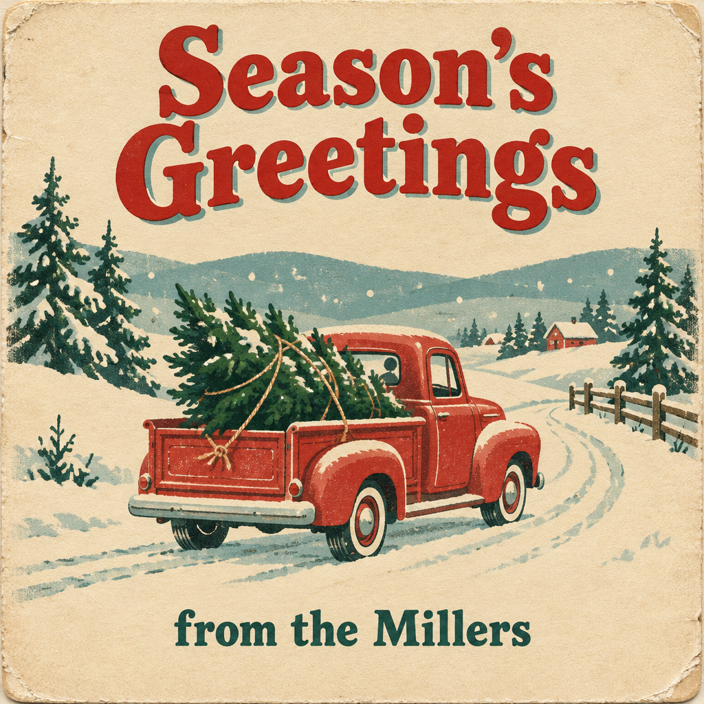 "Season's Greetings
from the Millers" — Vintage Christmas | AI Text Effect Generator