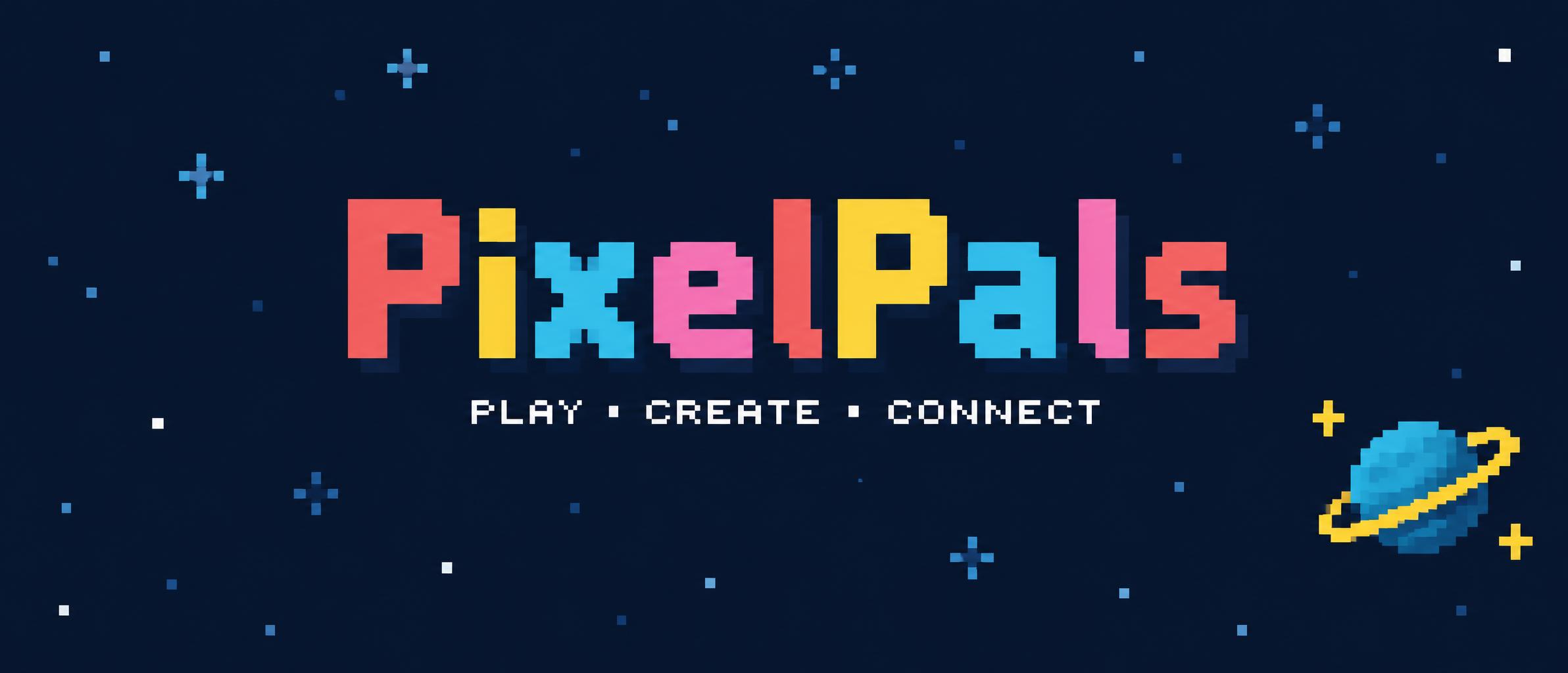 "PixelPals
PLAY • CREATE • CONNECT" — Neon Pixel Night | AI Text Effect Generator