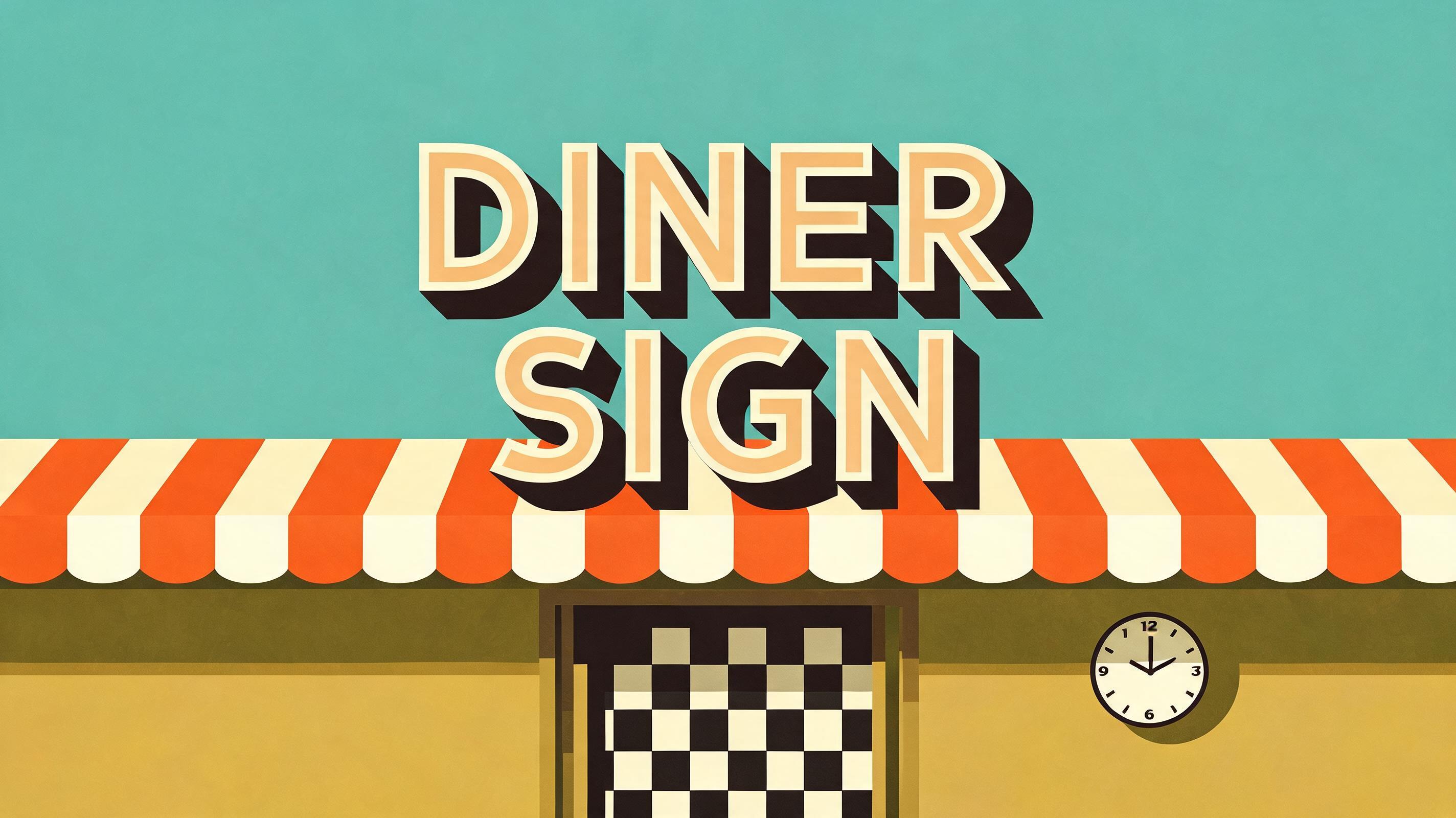 "DINER SIGN" — Kagemoji text effect