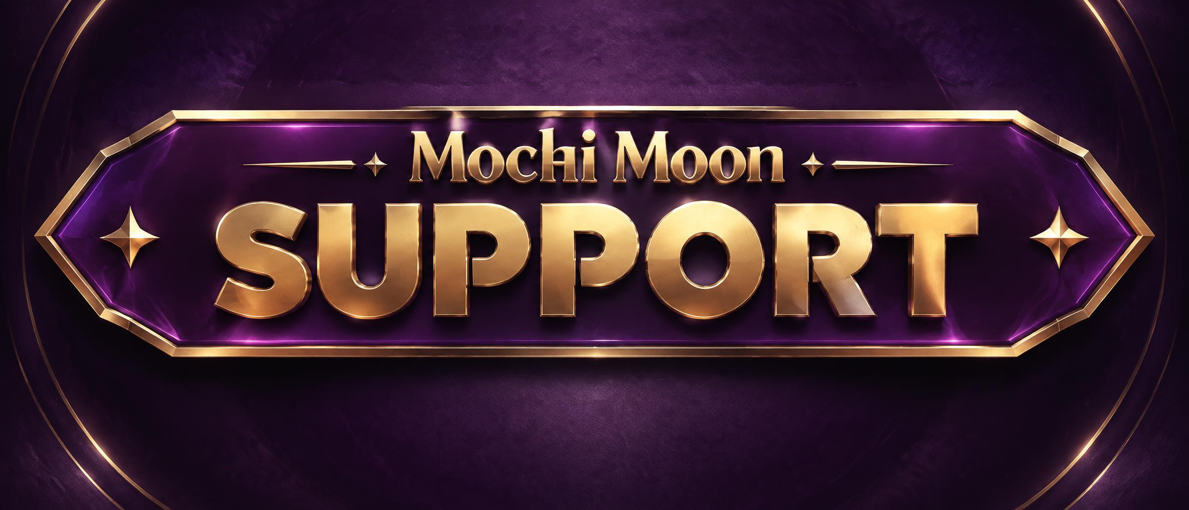 "SUPPORT
Mochi Moon" — Gold On Aubergine | AI Text Effect Generator