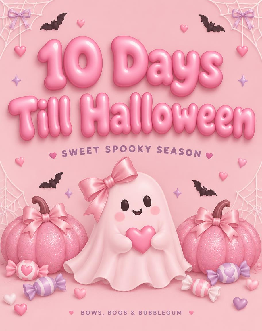 10 Days Till Halloween
SWEET SPOOKY SEASON
BOWS, BOOS & BUBBLEGUM — Halloween Rosa
