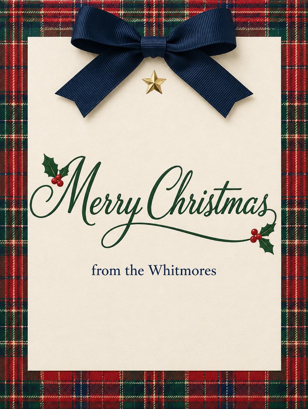 "Merry Christmas
from the Whitmores" — Preppy Christmas | AI Text Effect Generator