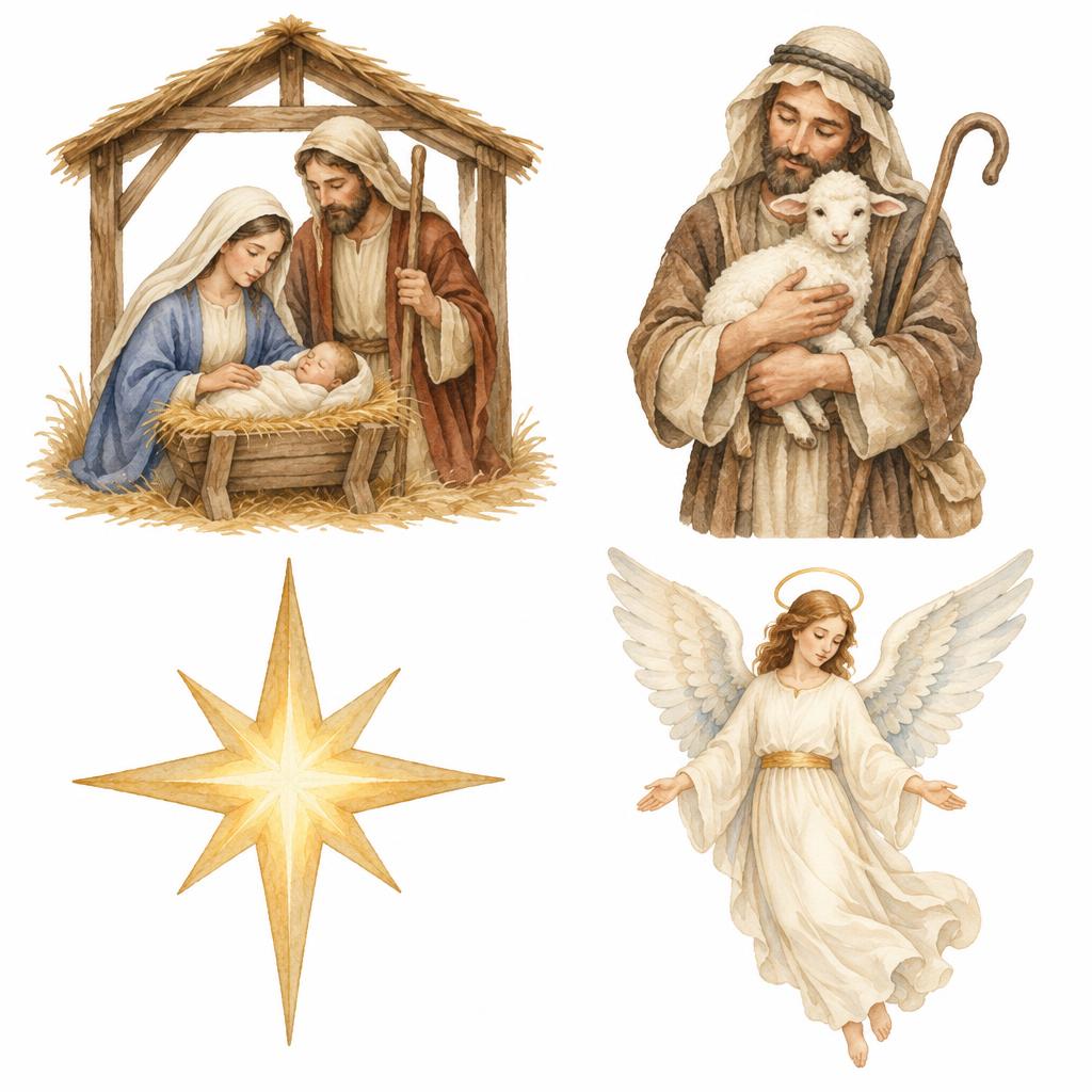 "" — Tender Nativity Watercolor | AI Text Effect Generator