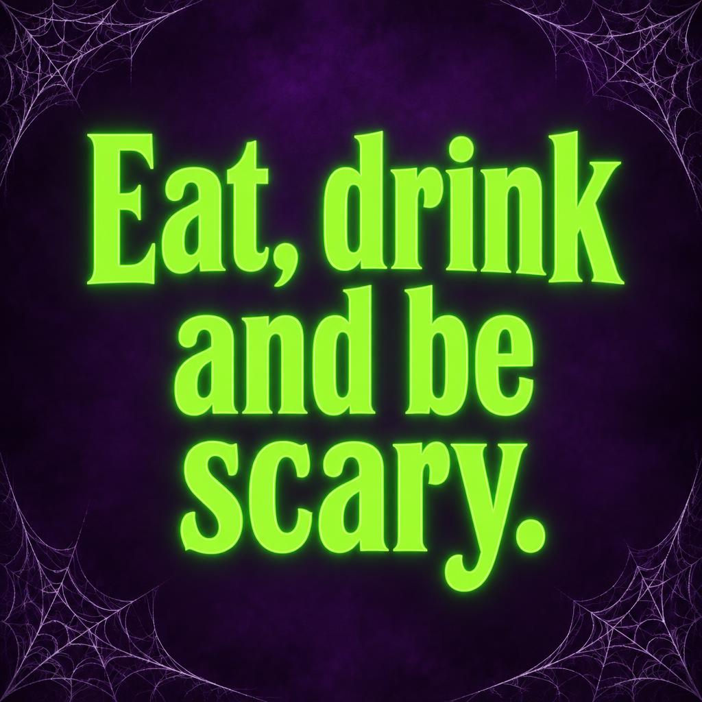 "Eat, drink and be scary." — NéOn Sur Velours Violet | AI Text Effect Generator