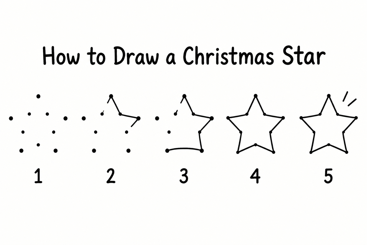 "How to Draw a Christmas Star
1
2
3
4
5" — Clean Copybook Lines | AI Text Effect Generator