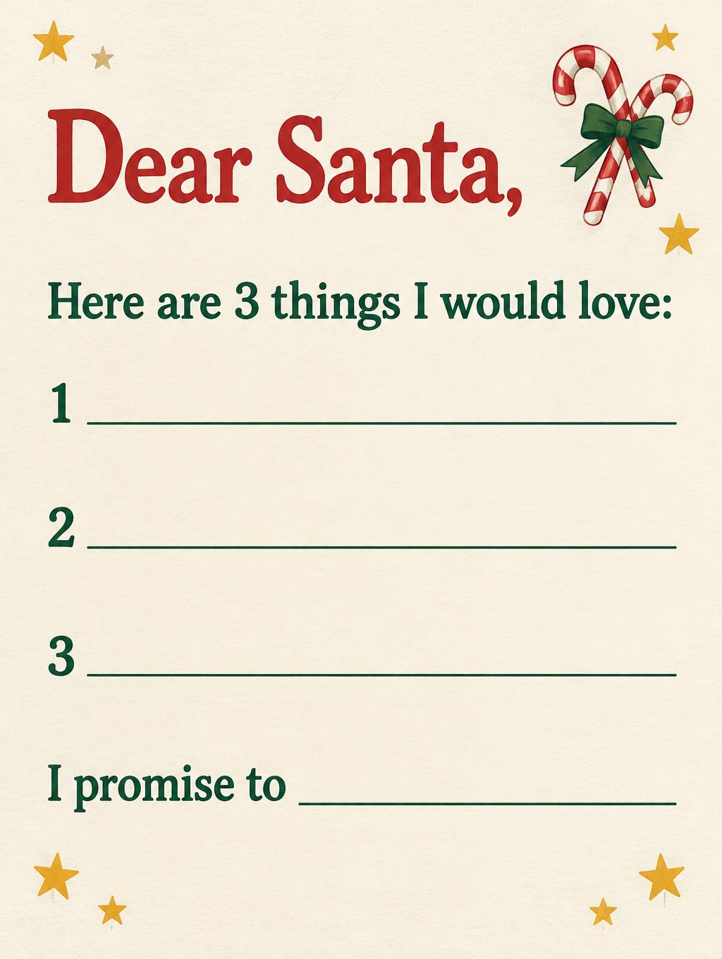 "Dear Santa,
Here are 3 things I would love:
1
2
3
I promise to" — Bright Paper Holiday | AI Text Effect Generator
