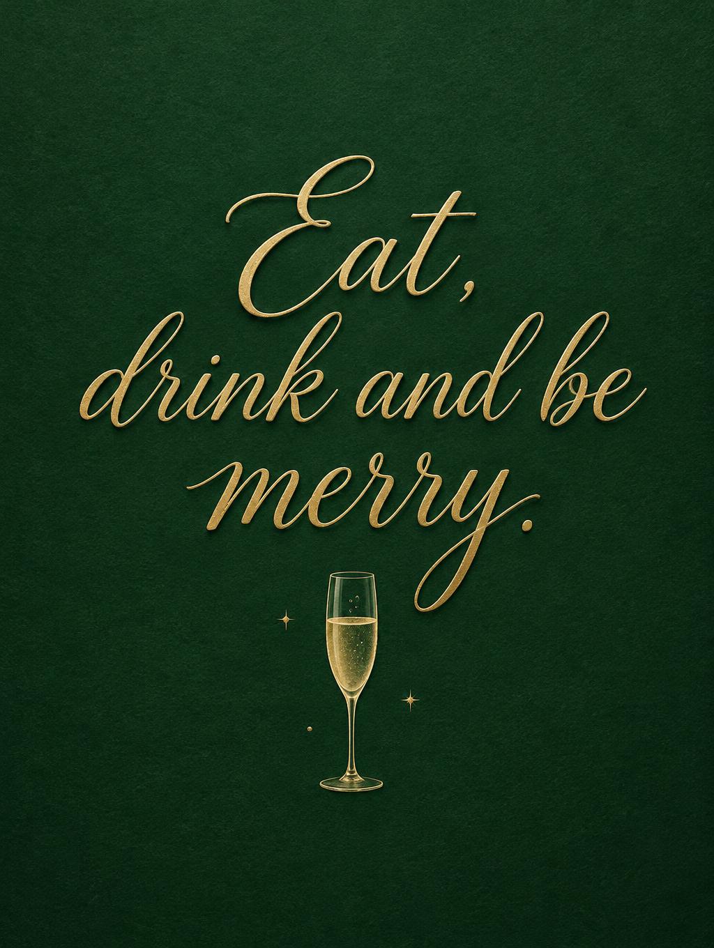 "Eat, drink and be merry." — Foil On Evergreen | AI Text Effect Generator