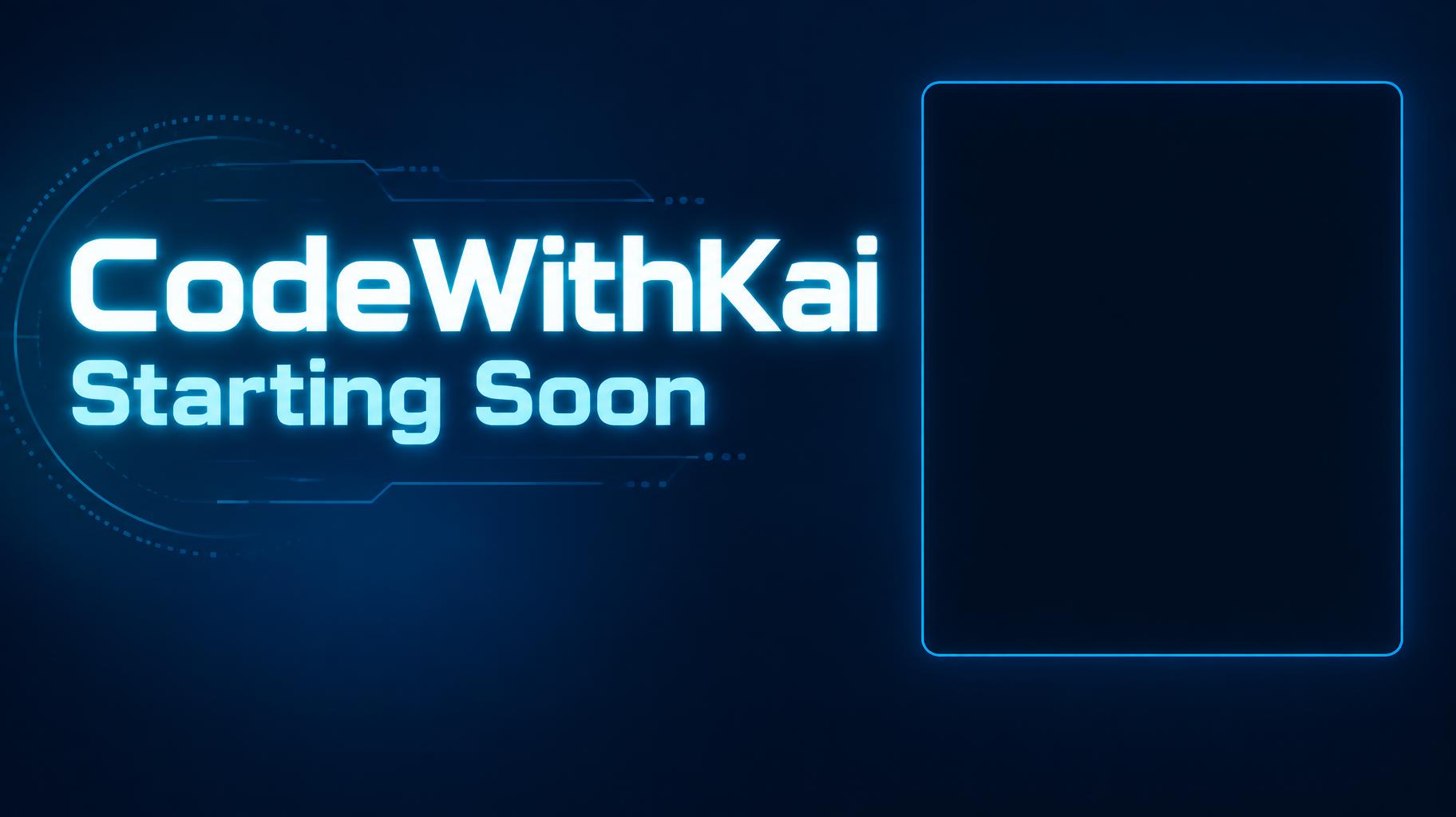 "CodeWithKai
Starting Soon" — Cyan Stream Interface | AI Text Effect Generator