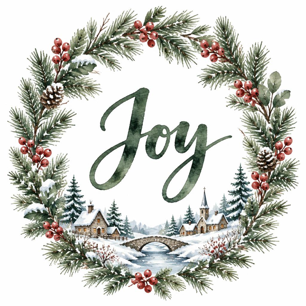 "Joy" — Watercolor Christmas | AI Text Effect Generator