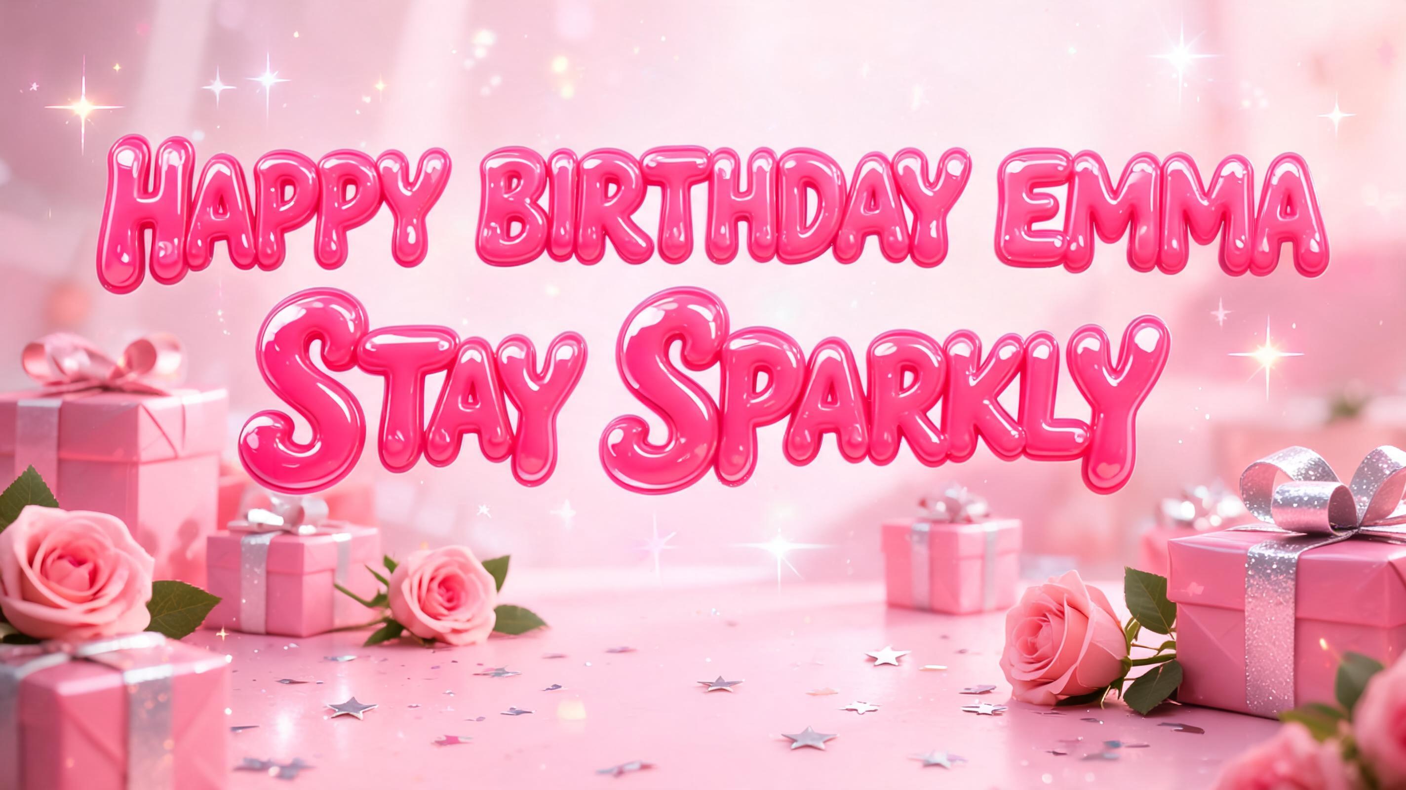 "HAPPY BIRTHDAY EMMA
STAY SPARKLY" — Barbie | AI Text Effect Generator