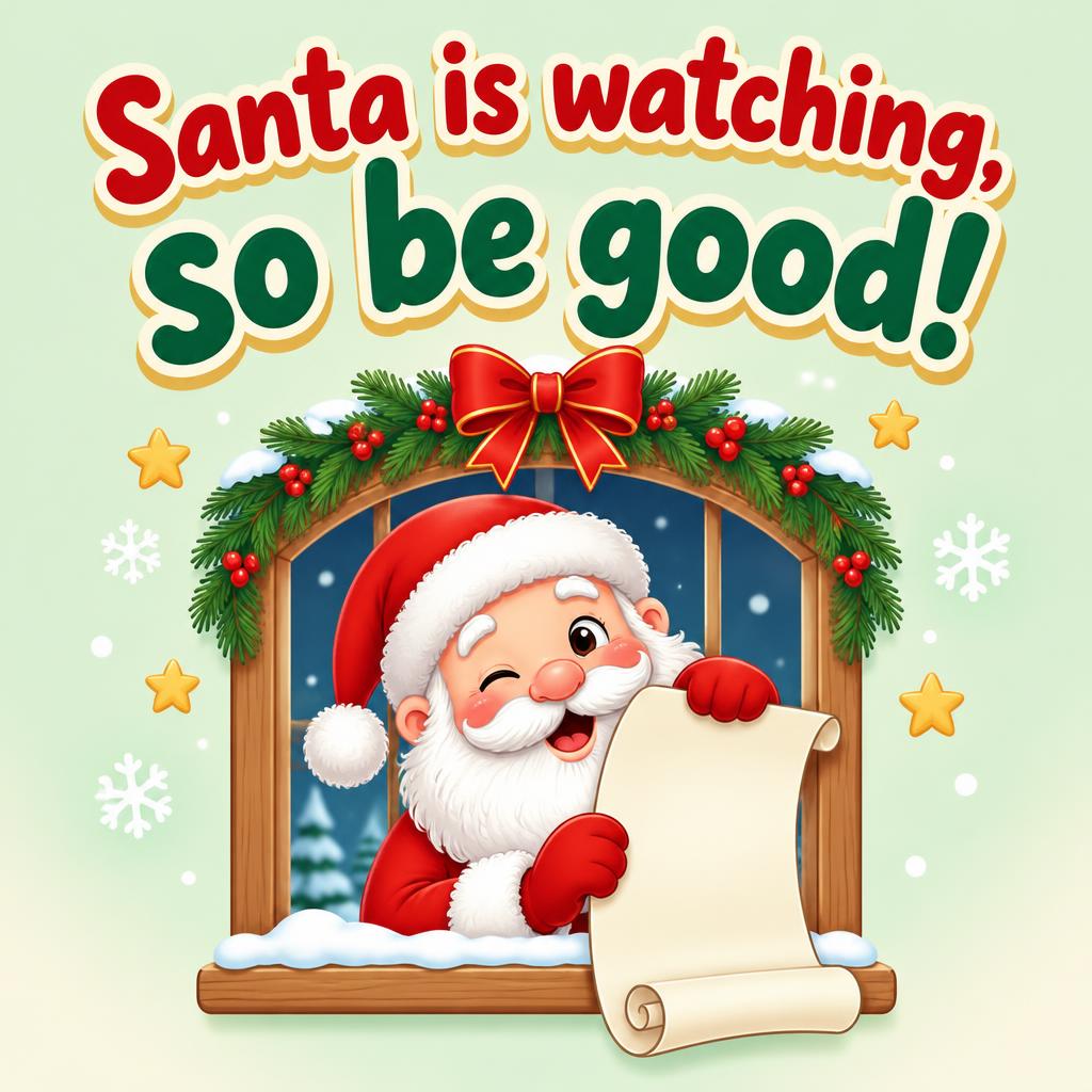 "Santa is watching, so be good!" — Candy Storybook Christmas | AI Text Effect Generator