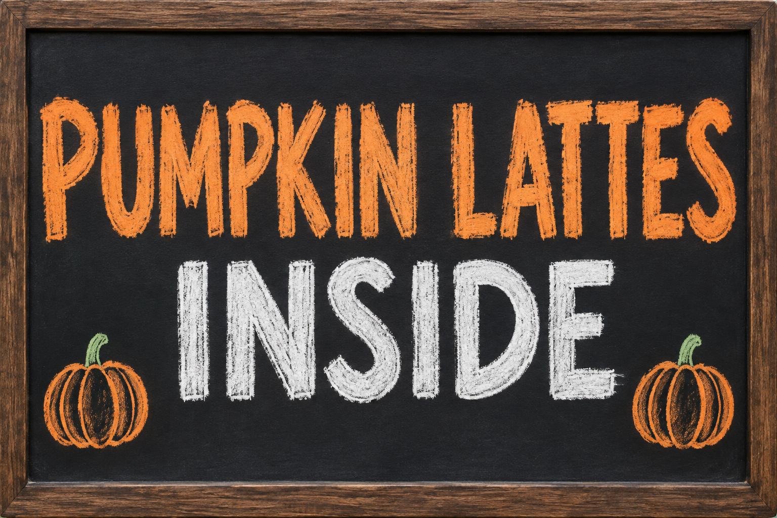 "PUMPKIN LATTES INSIDE" — Cafe Chalkboard | AI Text Effect Generator
