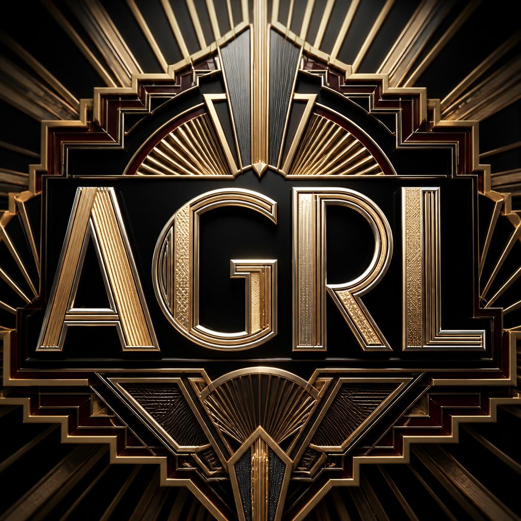 "AGRL" — art deco text effect