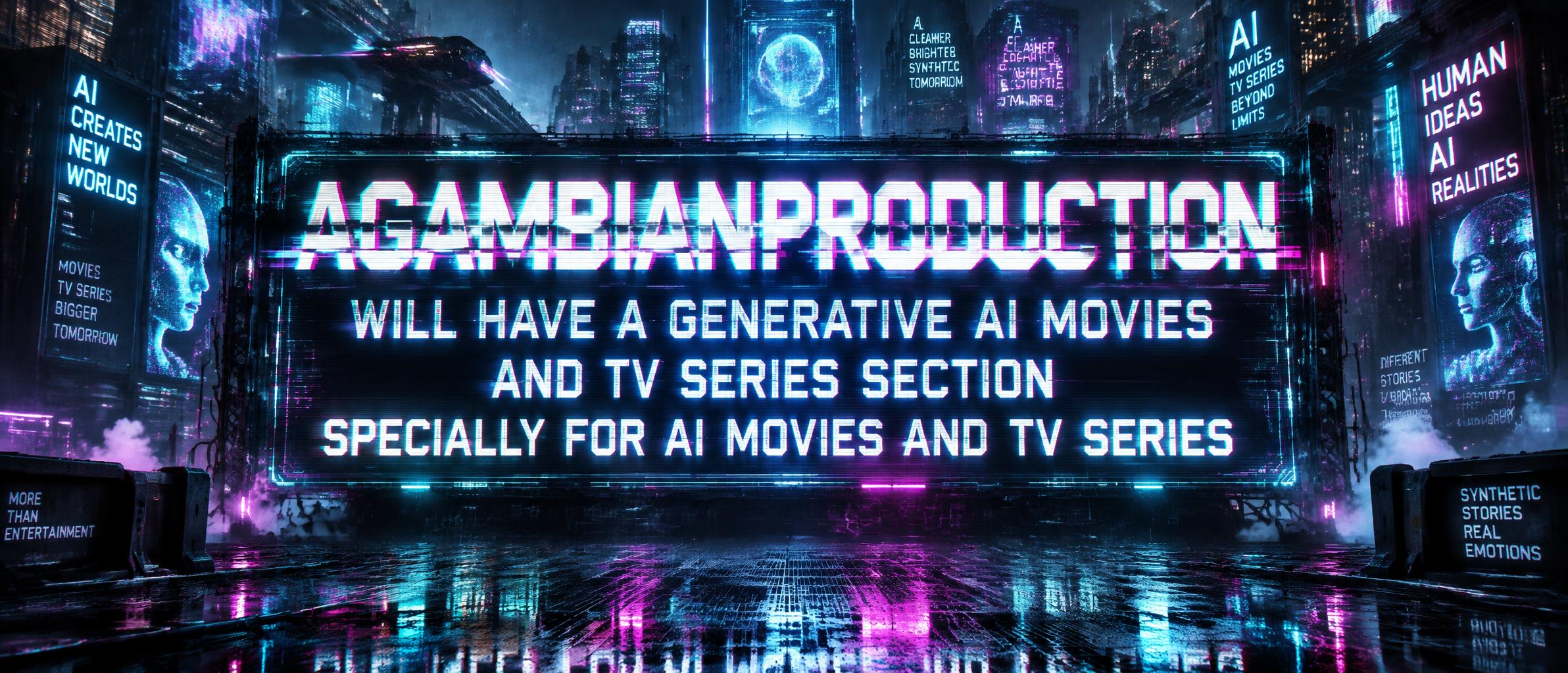 "AGAMBIANPRODUCTION WILL HAVE A GENERATIVE AI MOVIES AND TV SERIES SECTION SPECIALLY FOR AI MOVIES AND TV SERIES" — Cyberpunk | AI Text Effect Generator