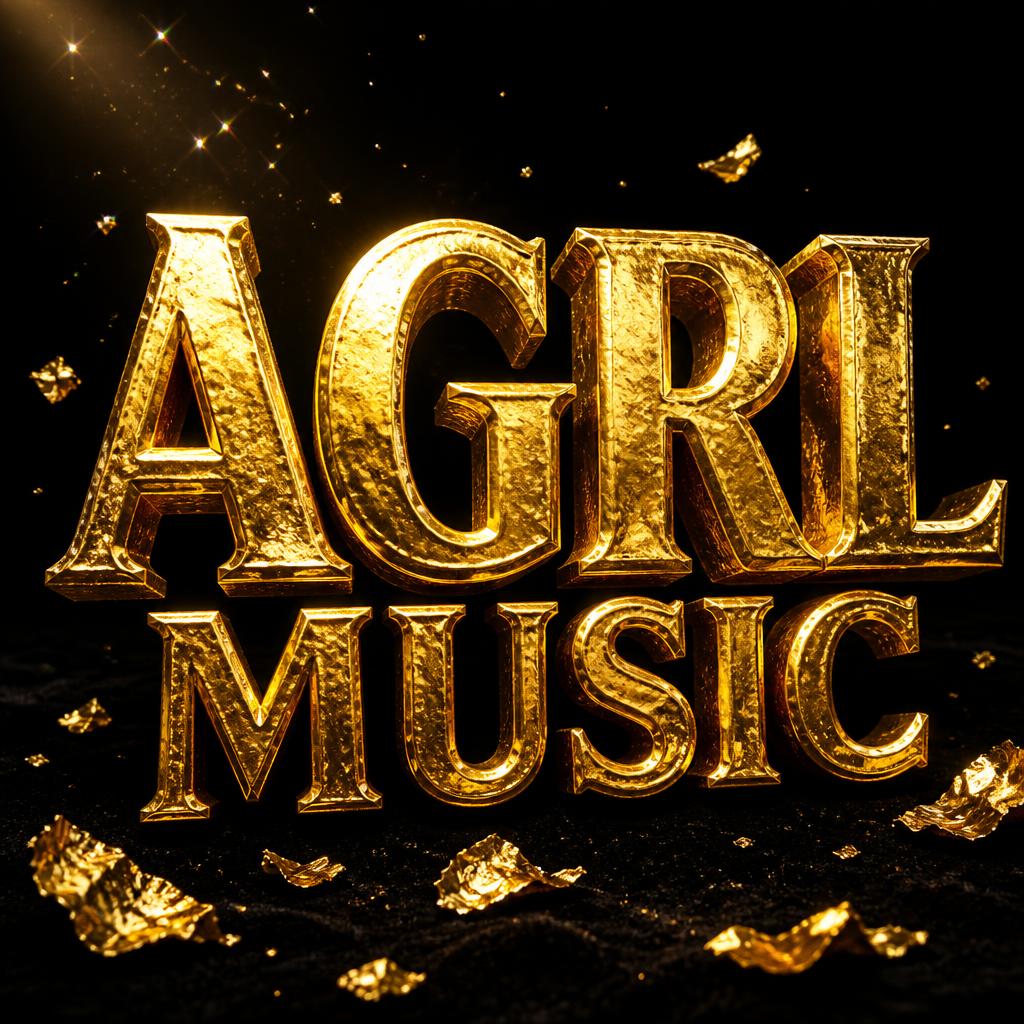 "AGRL
MUSIC" — luxury gold text effect