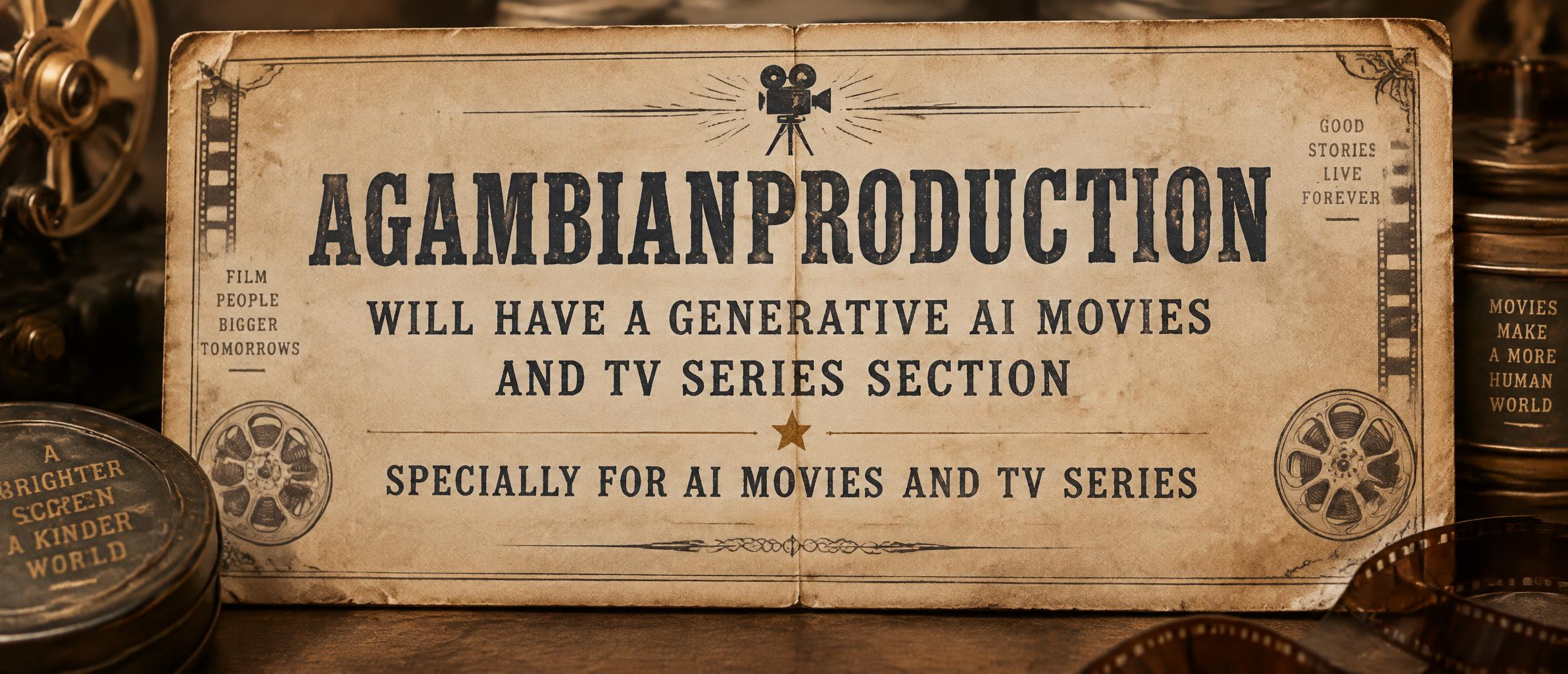 "AGAMBIANPRODUCTION WILL HAVE A GENERATIVE AI MOVIES AND TV SERIES SECTION SPECIALLY FOR AI MOVIES AND TV SERIES" — Vintage | AI Text Effect Generator