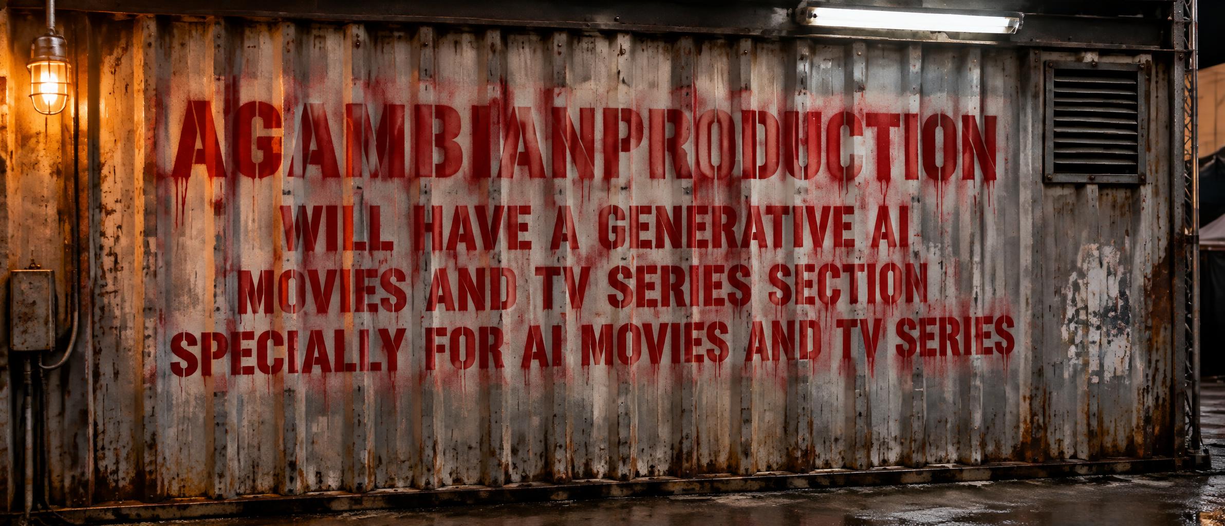 "AGAMBIANPRODUCTION WILL HAVE A GENERATIVE AI MOVIES AND TV SERIES SECTION SPECIALLY FOR AI MOVIES AND TV SERIES" — Stencil | AI Text Effect Generator