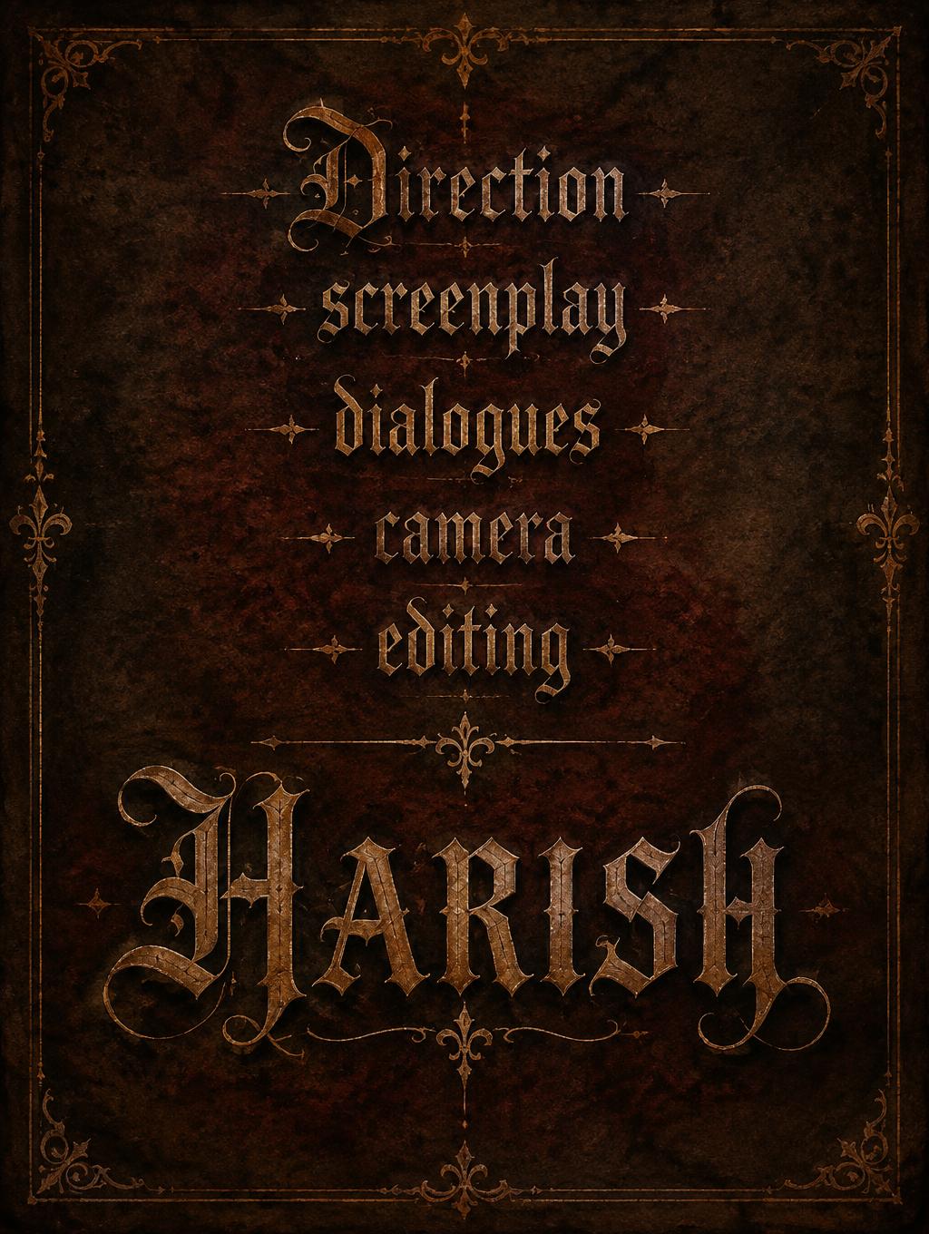 Direction 
                           screenplay 
                           dialogues 
                             camera 
                              editing 

                             HARISH