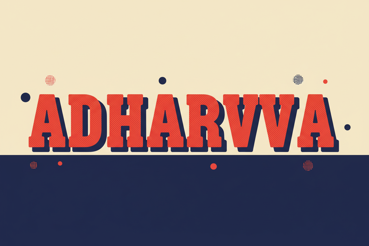 "adharva" — Duotone text effect