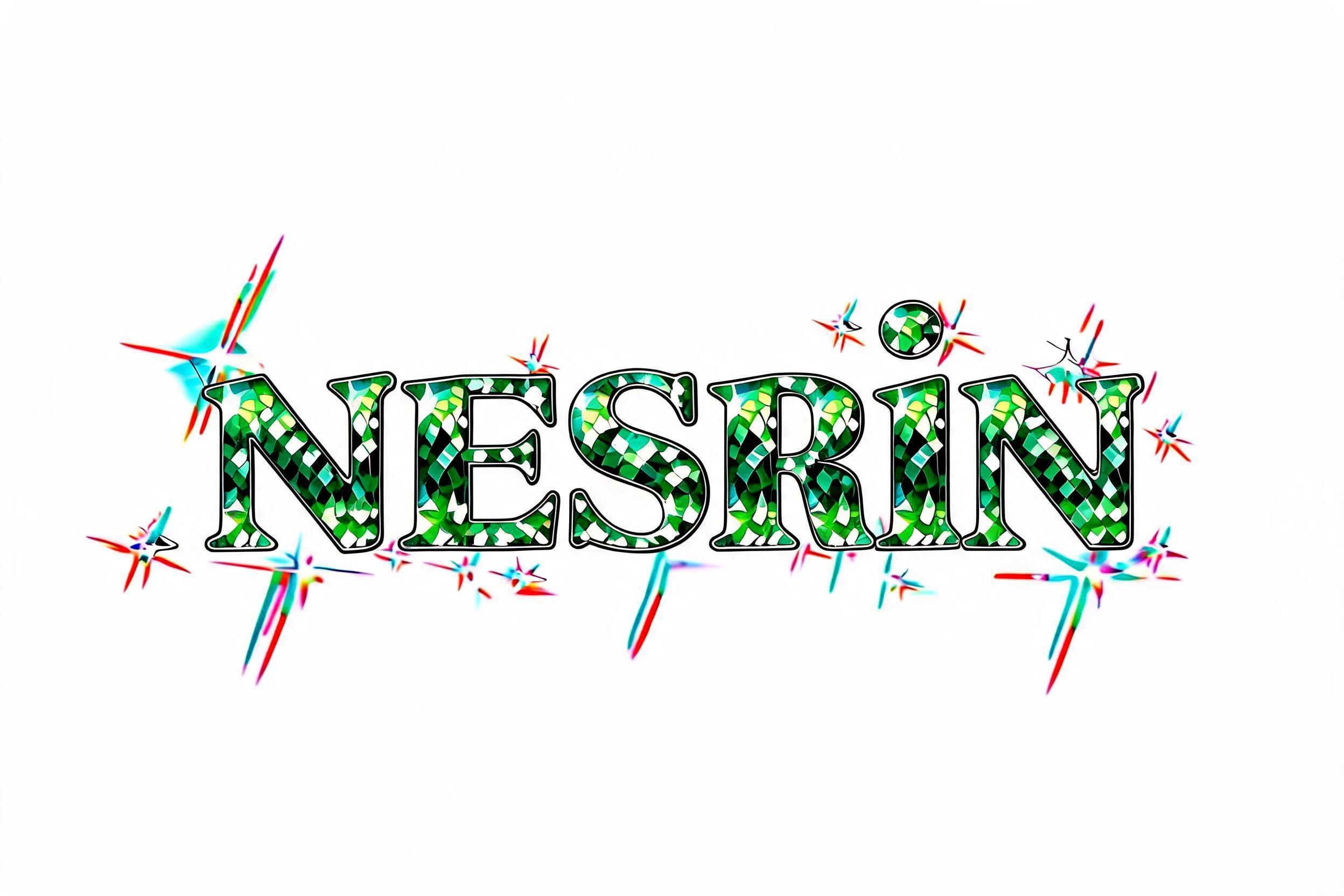 "NESRIN" — Glass Crystal | AI Text Effect Generator