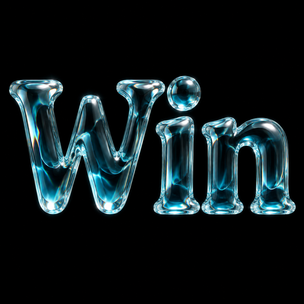"Win" — Glass Liquid | AI Text Effect Generator