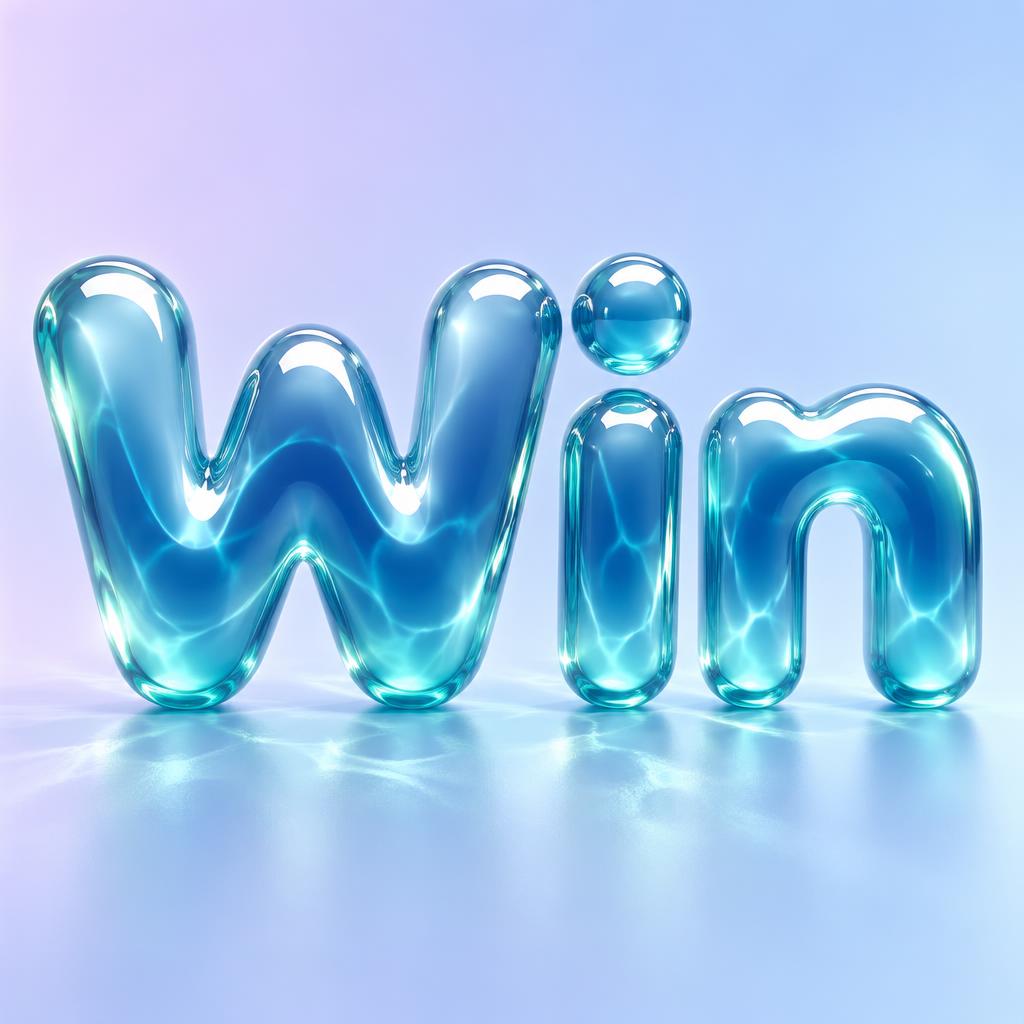 "Win" — Glass Liquid | AI Text Effect Generator