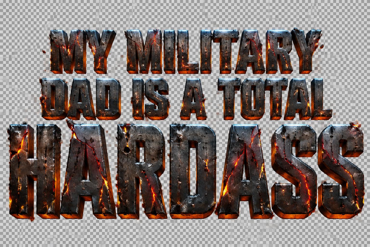 "MY MILITARY
DAD IS A TOTAL
HARDASS" — Post Apocalyptic | AI Text Effect Generator