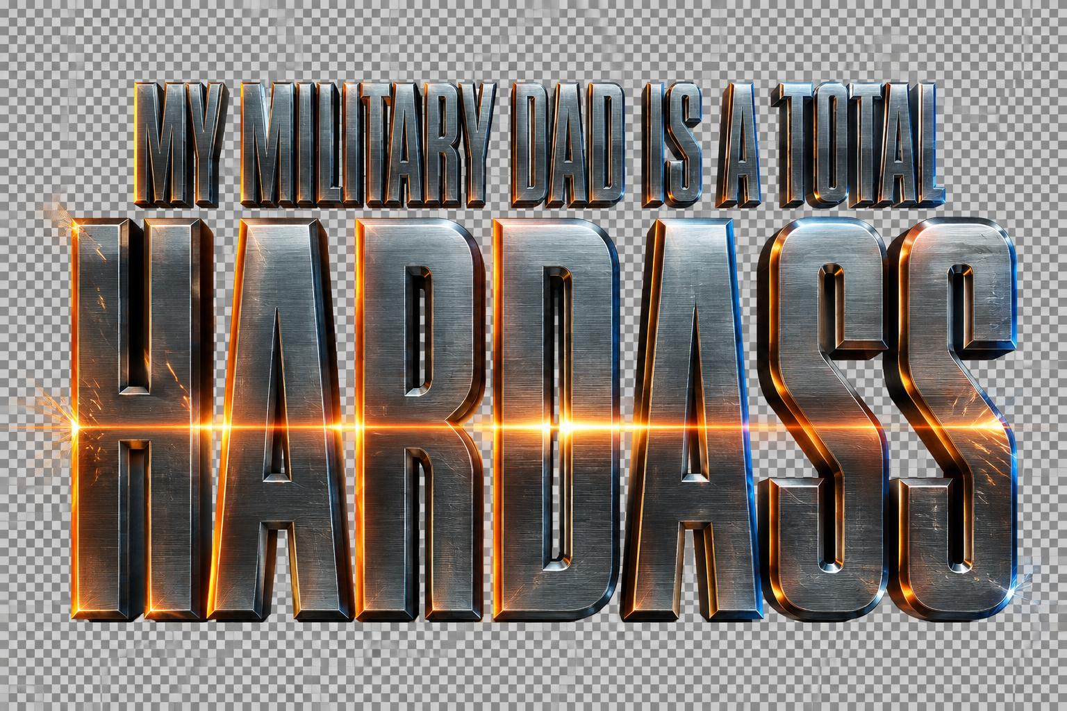 "MY MILITARY DAD IS A TOTAL
HARDASS" — Cinematic Action text effect